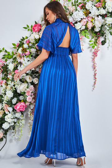 Keyhole High Neck Flutter Sleeve Maxi Goddiva
